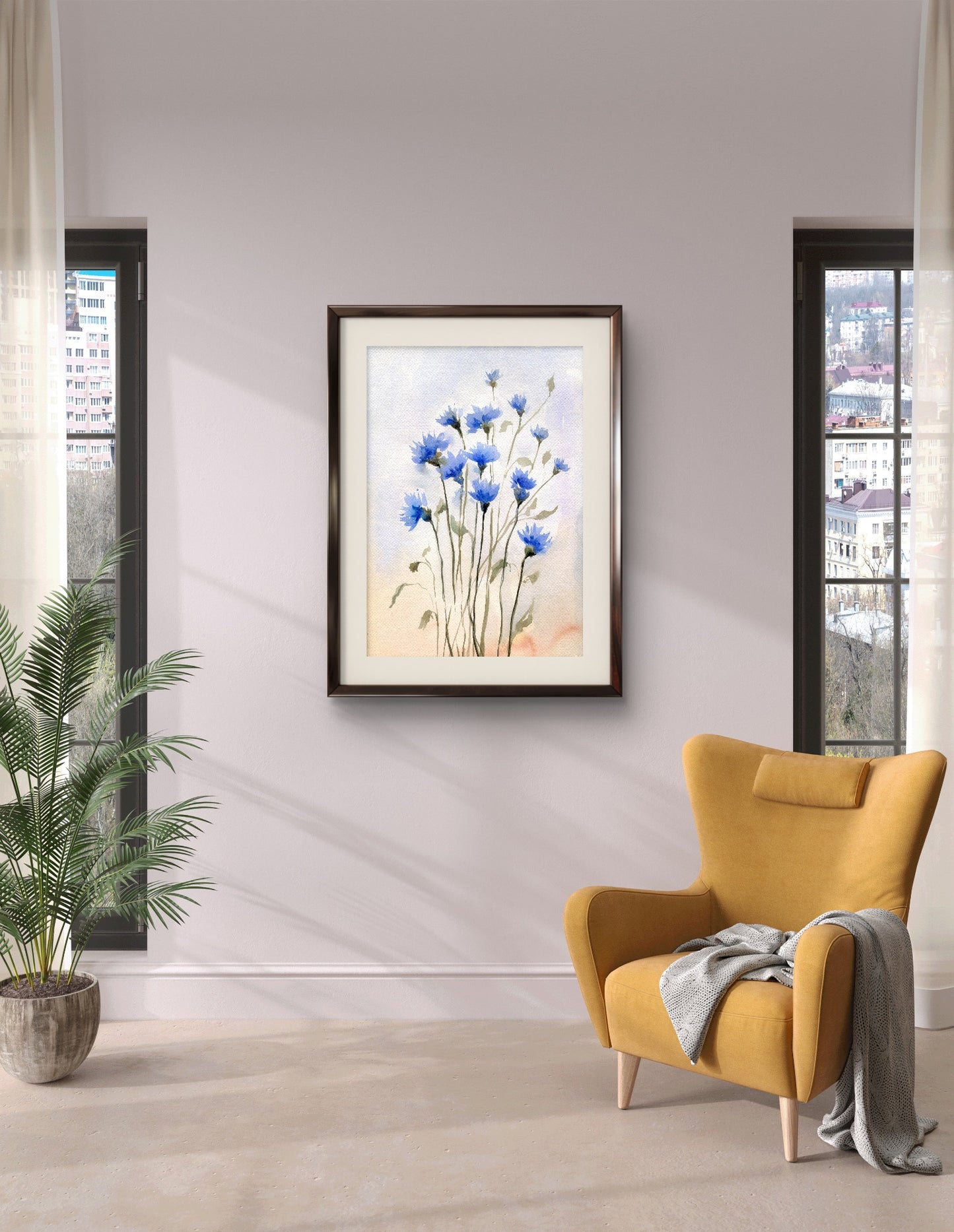 Cornflower Watercolor Photo paper poster Unframed Poster