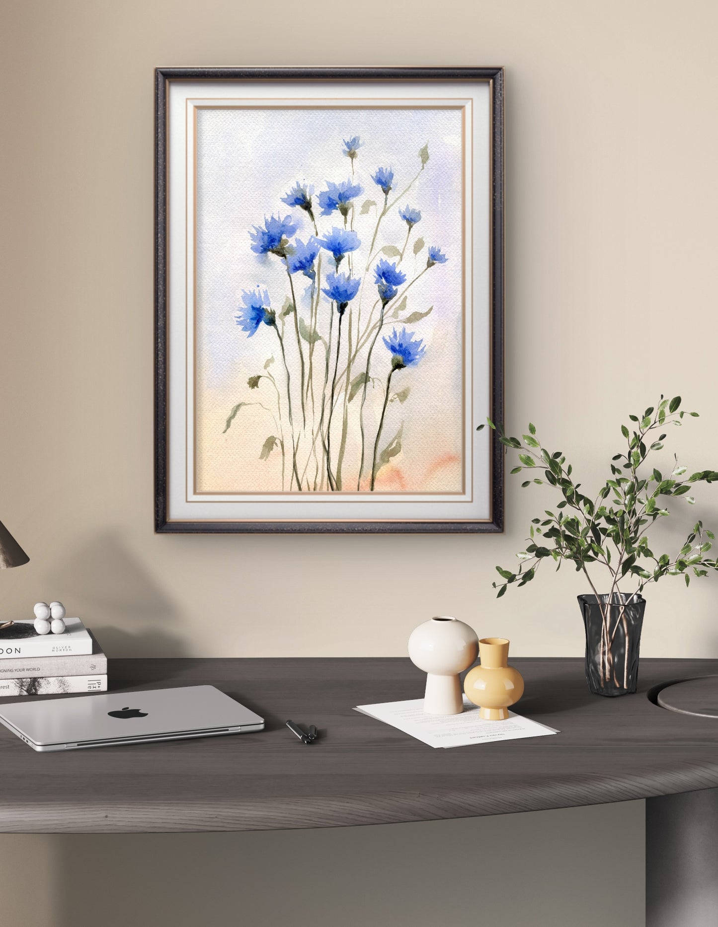 Cornflower Watercolor Photo paper poster Unframed Poster