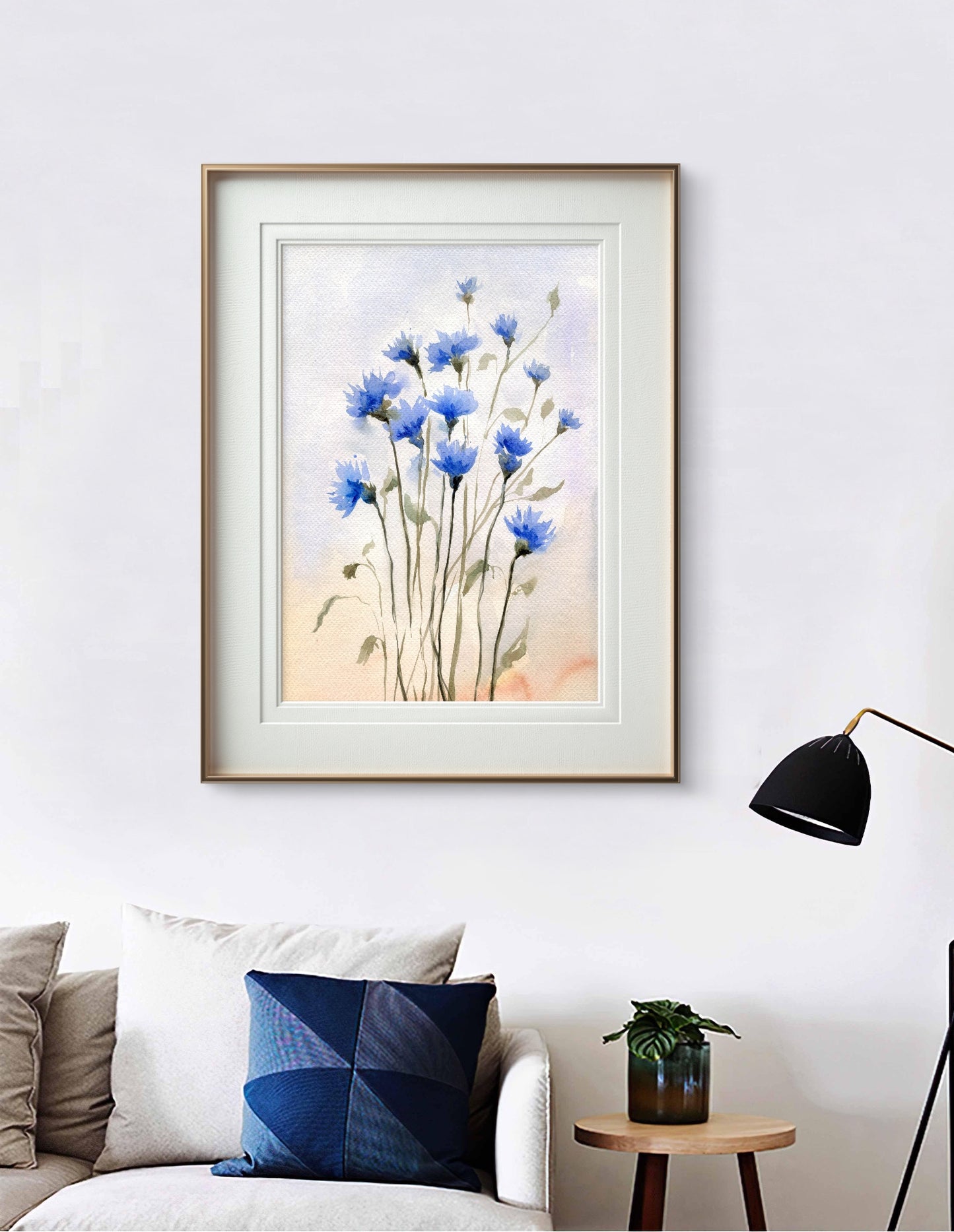 Cornflower Watercolor Photo paper poster Unframed Poster