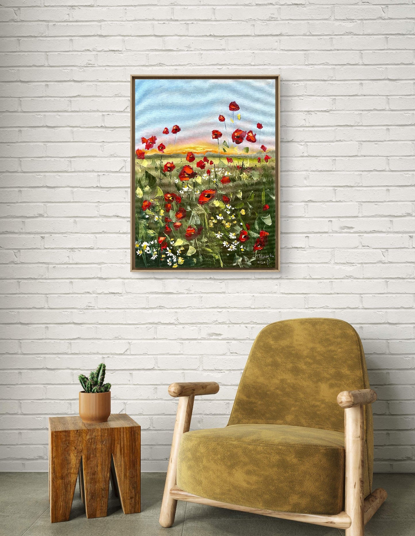 Poppies Landscape Original Floral Wall Art 18x24 in