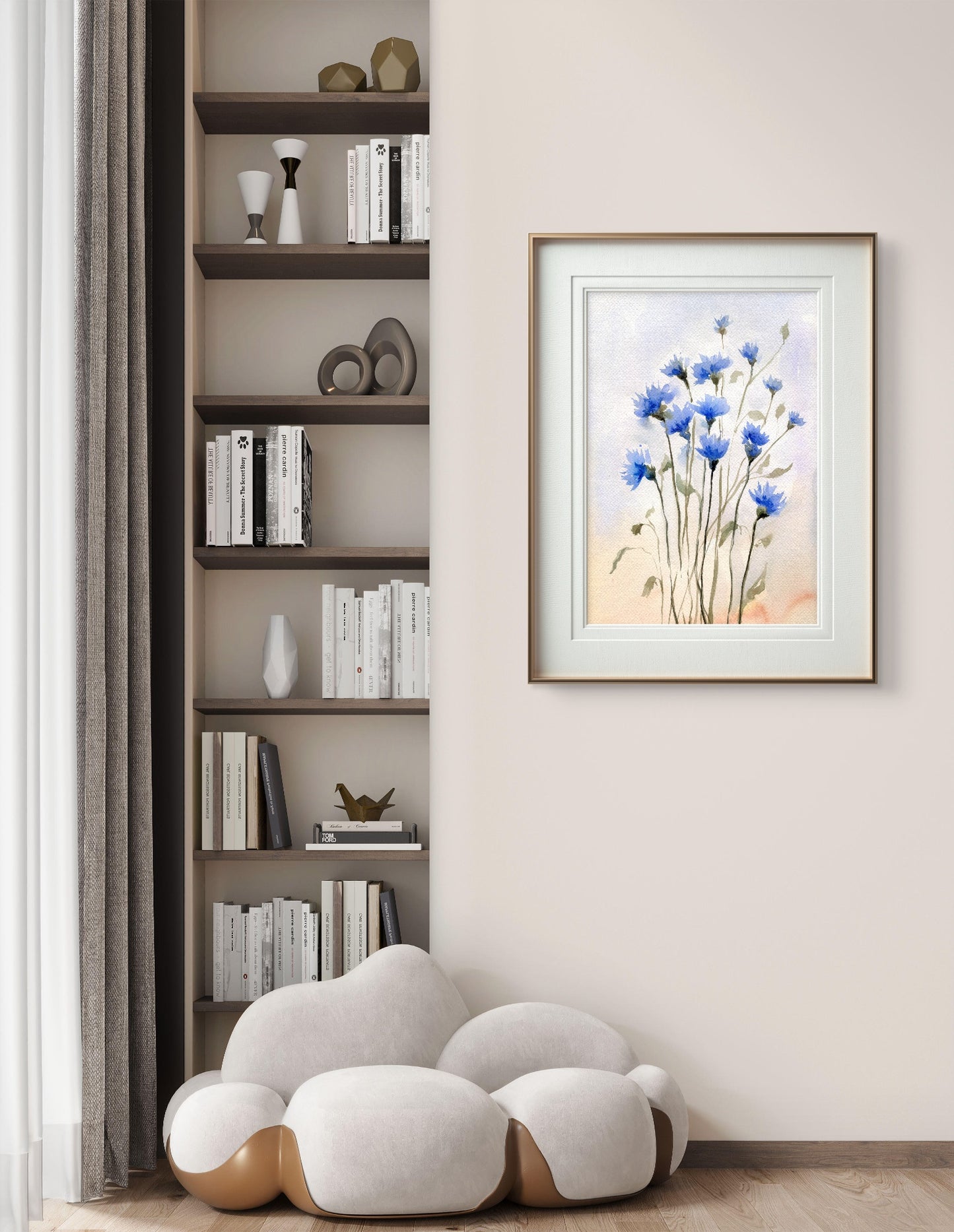 Cornflower Watercolor Photo paper poster Unframed Poster