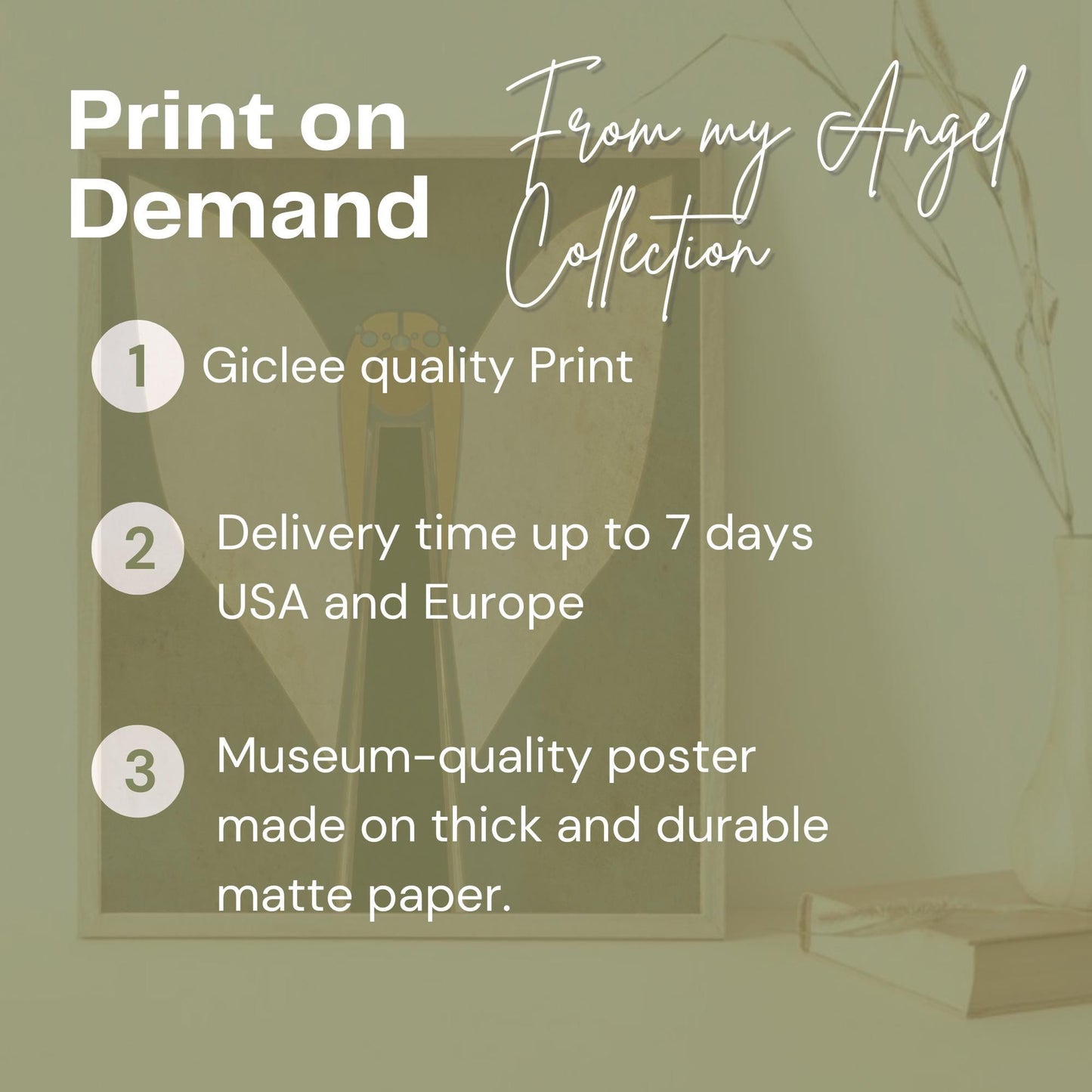 Mid century modern Angel painting Angel poster Minimalist painting Christian painting Simple Angel Guardian Angel
