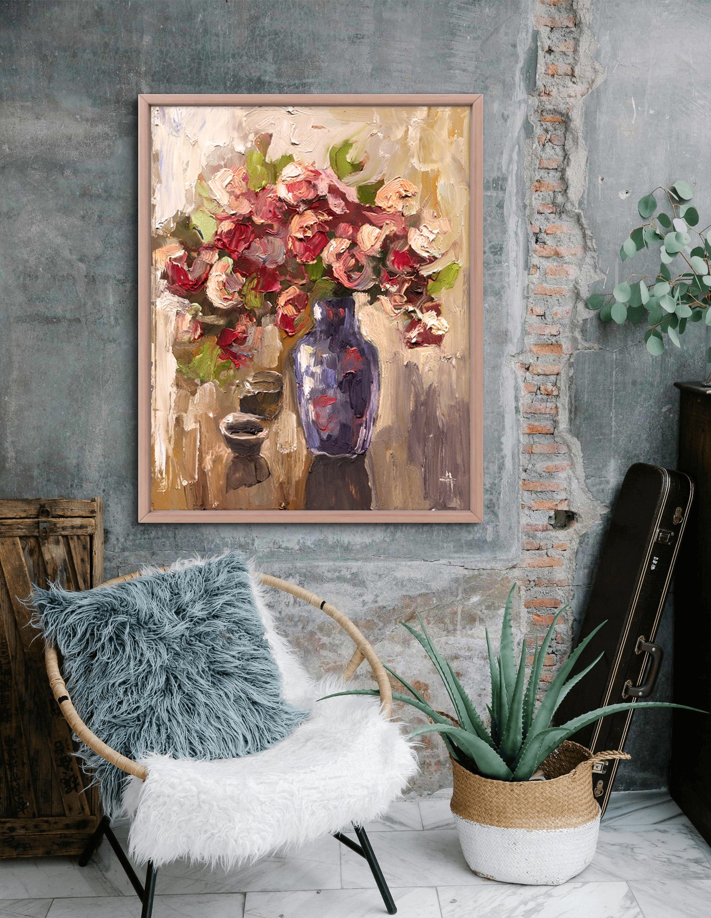 Vintage Style Framed poster Flowers in a Vase