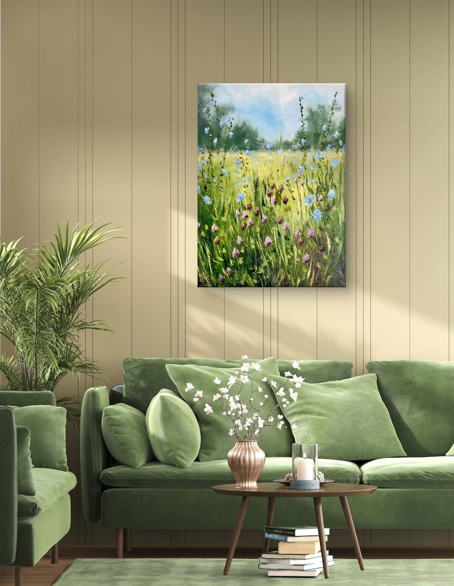 Wildflower painting Original oil painting Meadow landscape