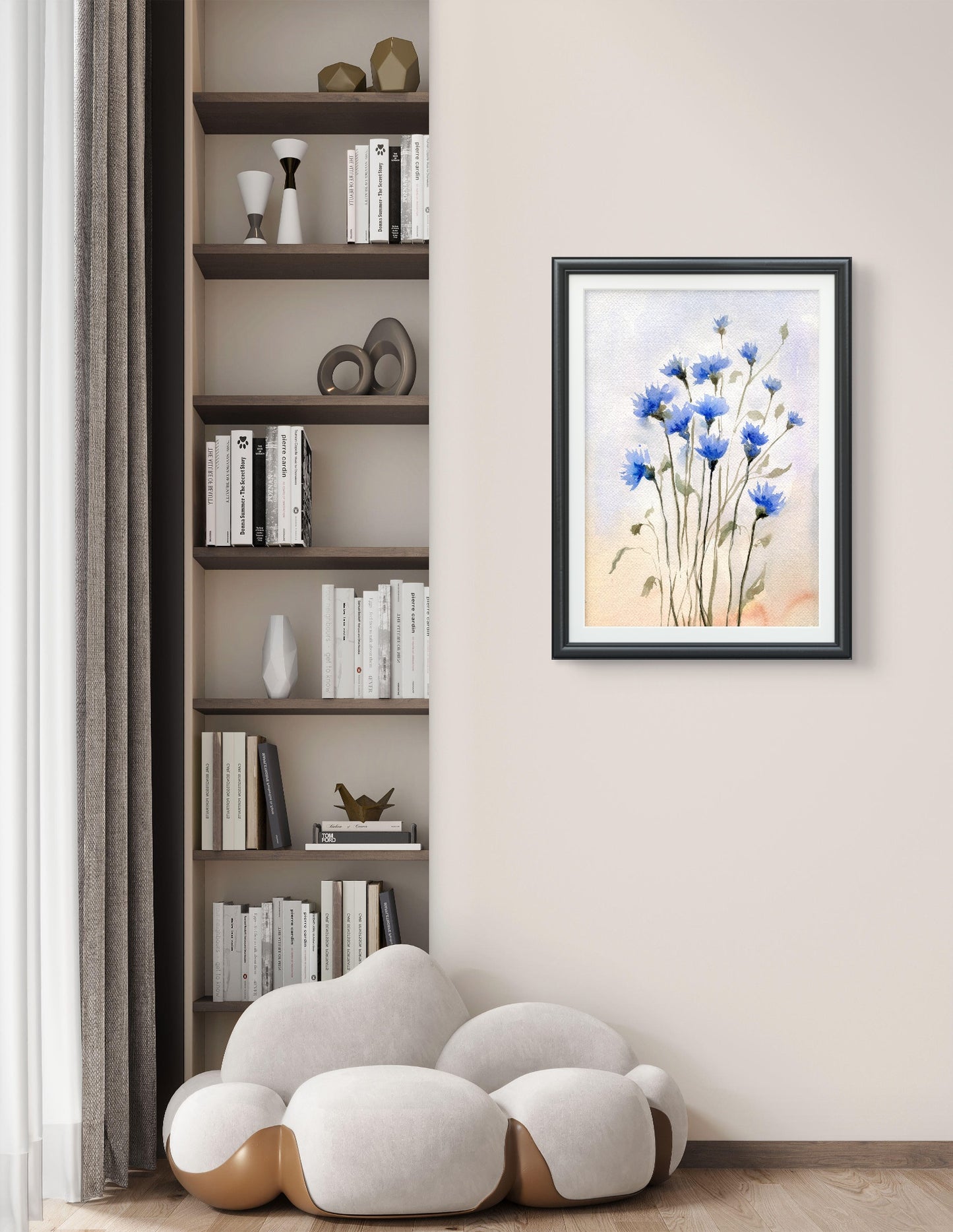 Cornflower Watercolor Photo paper poster Unframed Poster