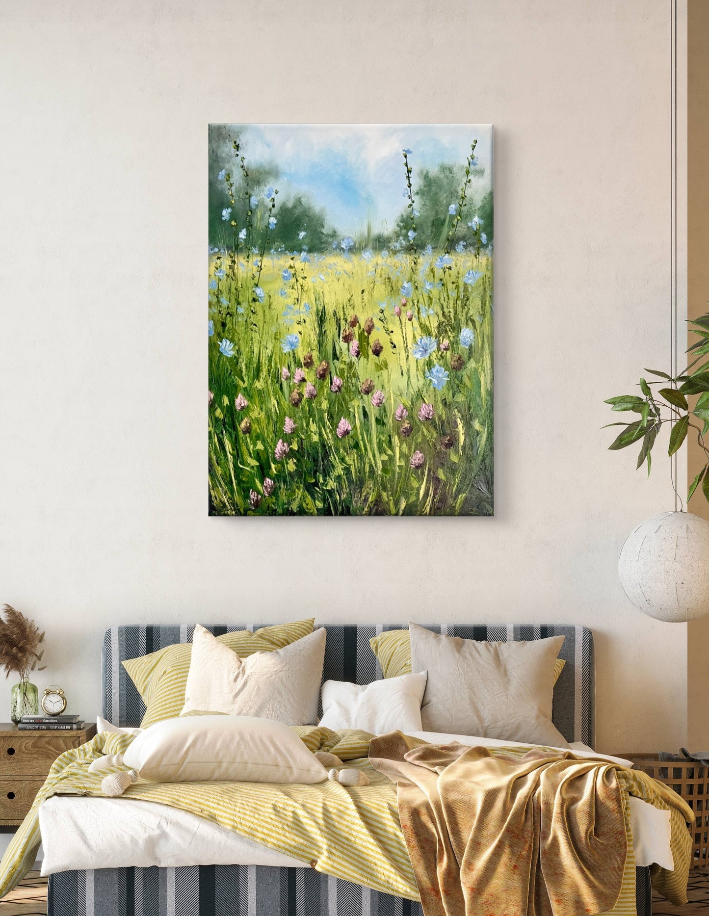 Wildflower painting Original oil painting Meadow landscape