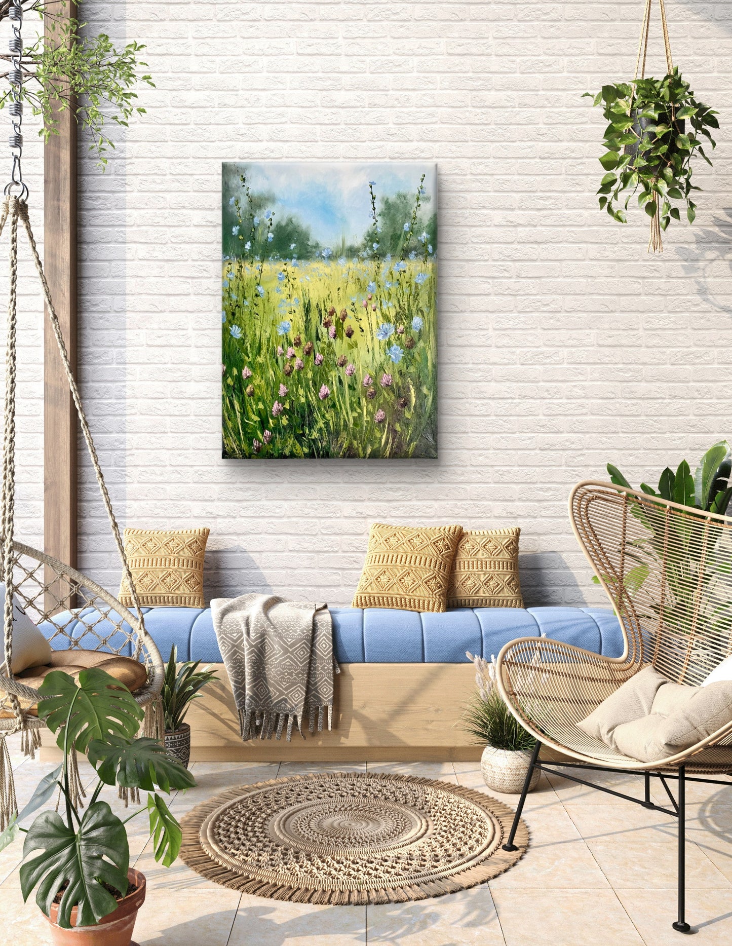 Wildflower painting Original oil painting Meadow landscape
