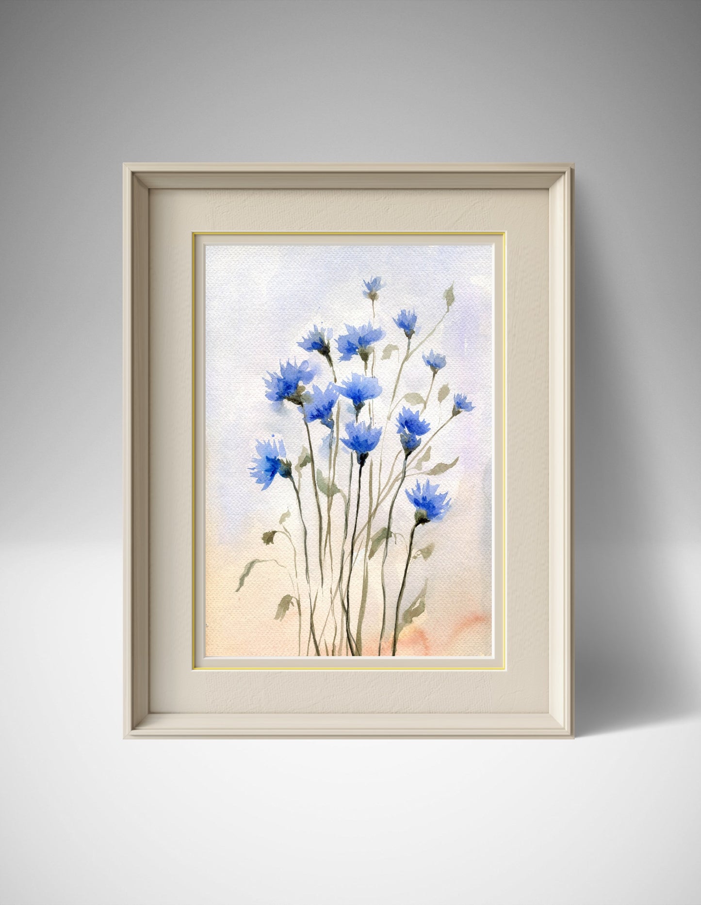 Cornflower Watercolor Photo paper poster Unframed Poster