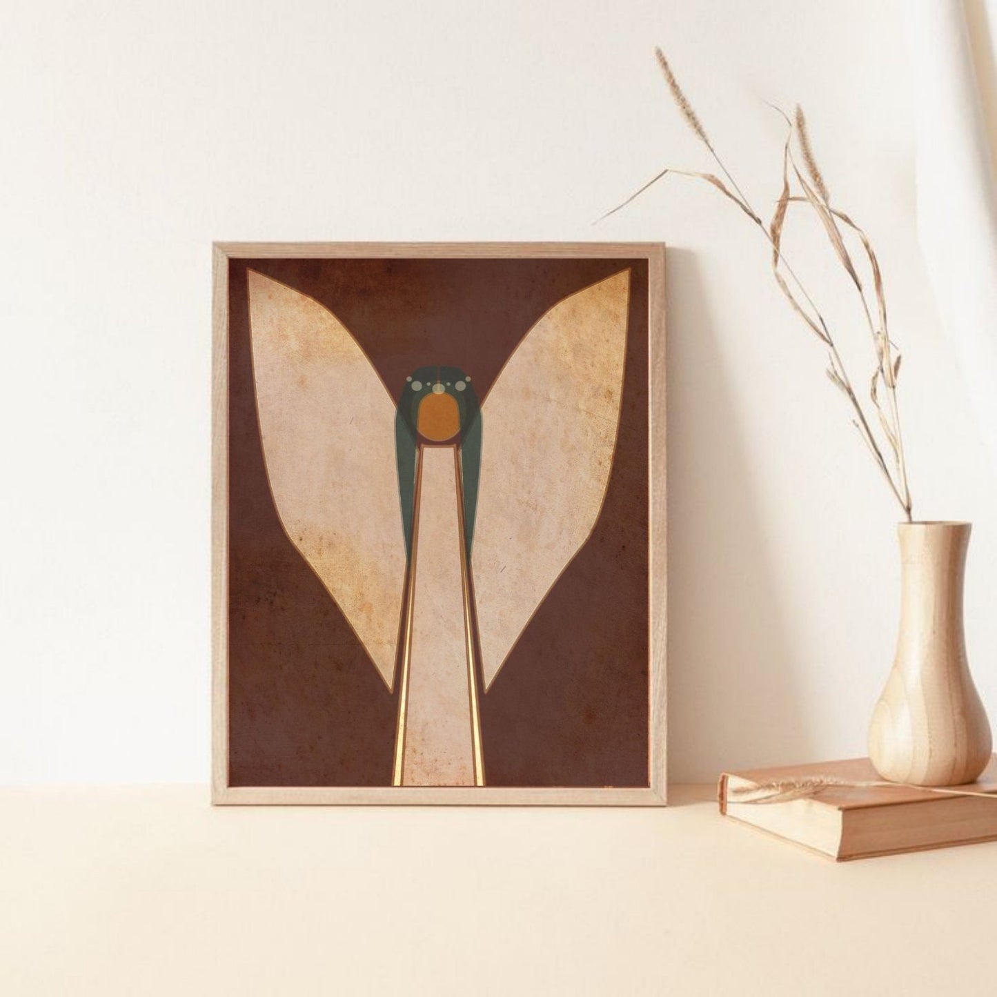 Mid century modern Angel painting Angel poster Minimalist painting Christian painting Simple Angel Guardian Angel