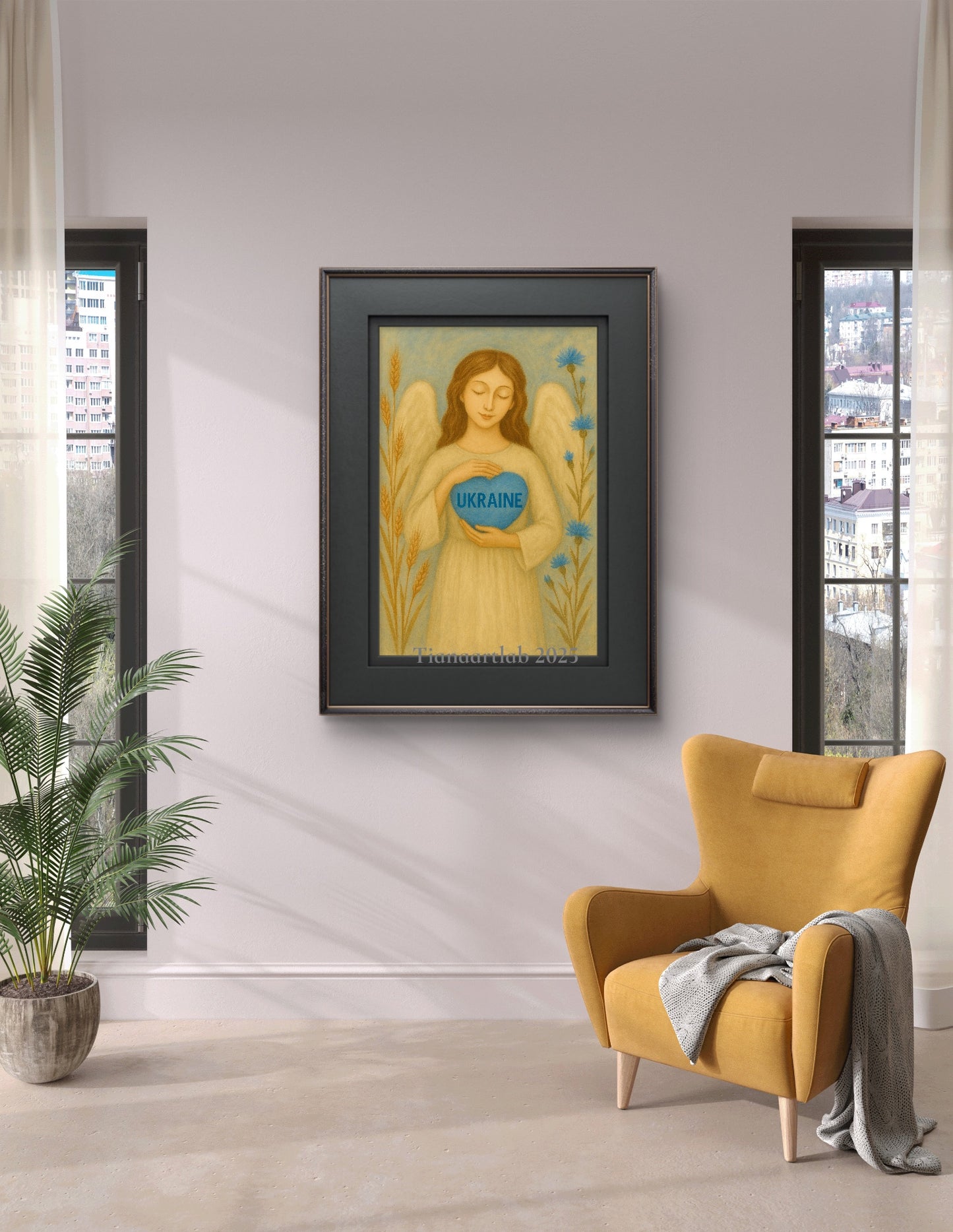 Ukrainian Wall Art Angel Painting Ukraine Poster Tianaartlab Poster Guardian Angel Gift for her