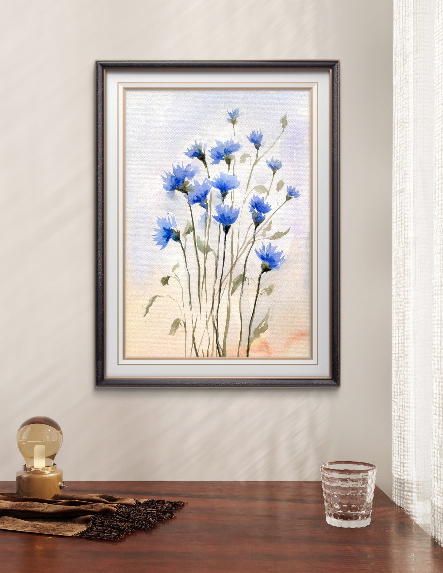 Cornflower Watercolor Photo paper poster Unframed Poster