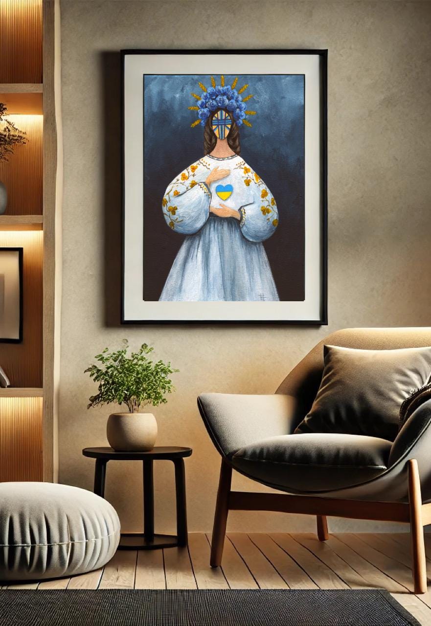Ukrainian Style Wall Unframed Poster with Ukrainian Motanka