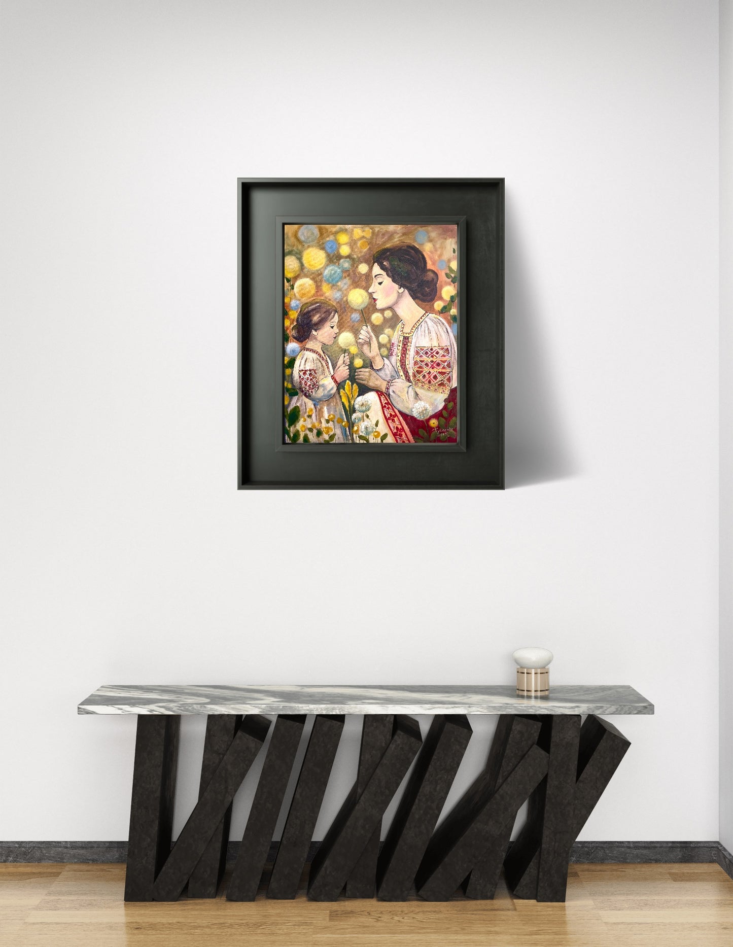 Mother and Daughter Poster  Ukrainian Folk Art Print Gift for Mother  Motherhood Gift