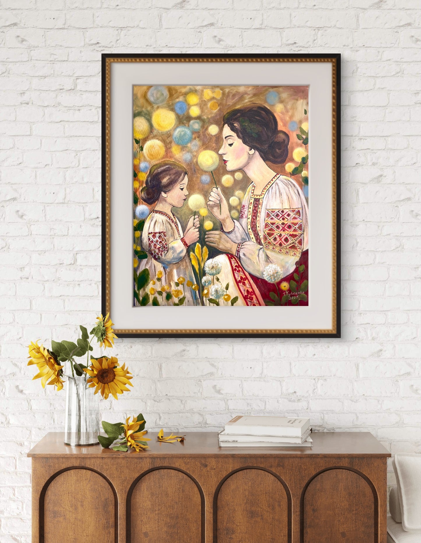 Mother and Daughter Poster  Ukrainian Folk Art Print Gift for Mother  Motherhood Gift