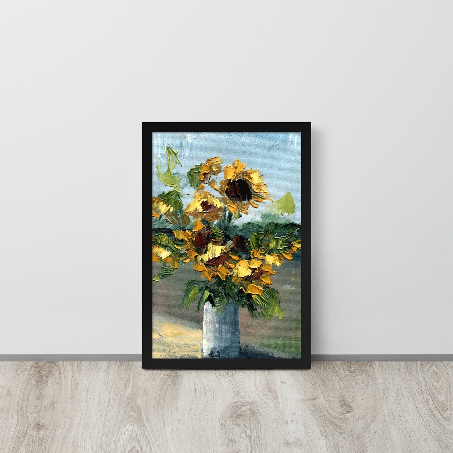 Sunflower painting Framed Wall Art  Large flowers poster  Sunflower bouquet