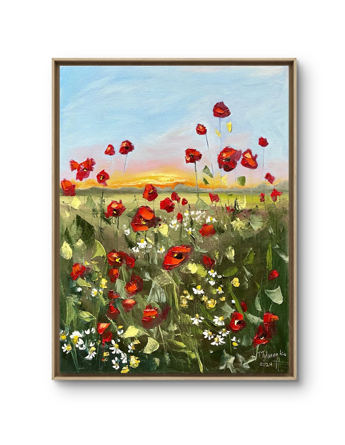 Poppies Landscape Original Floral Wall Art 18x24 in