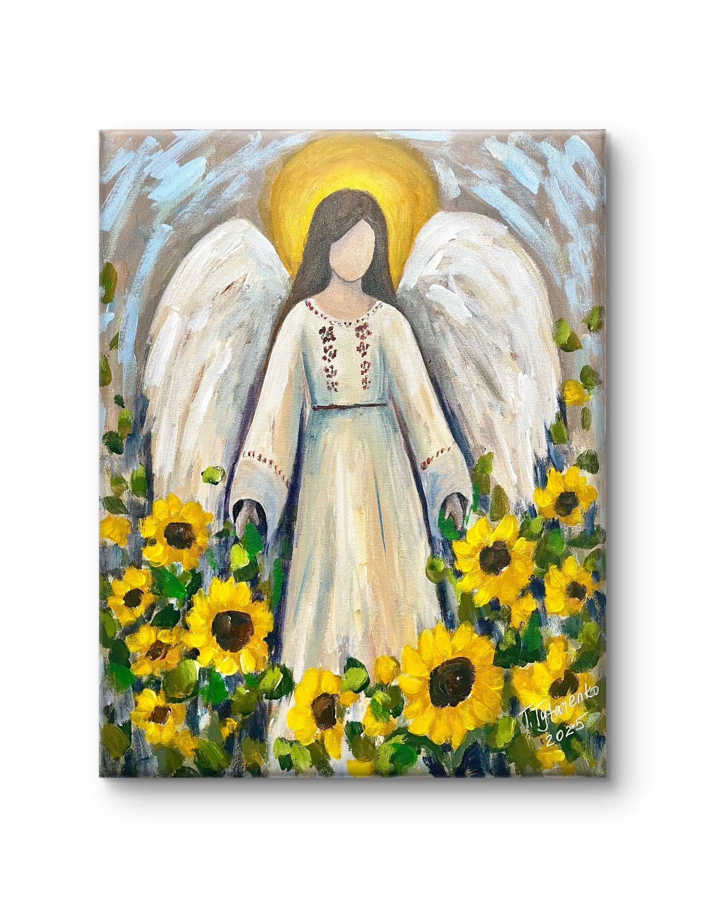 Ukrainian Angel Painting Sunflower Angel Wall Art