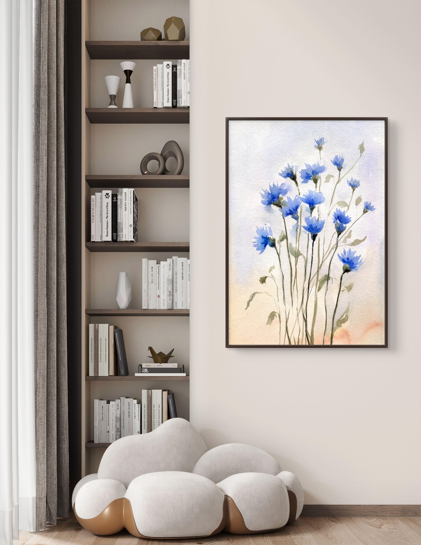 Cornflower Watercolor Photo paper poster Unframed Poster