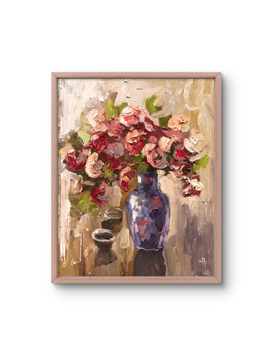 Vintage Style Framed poster Flowers in a Vase