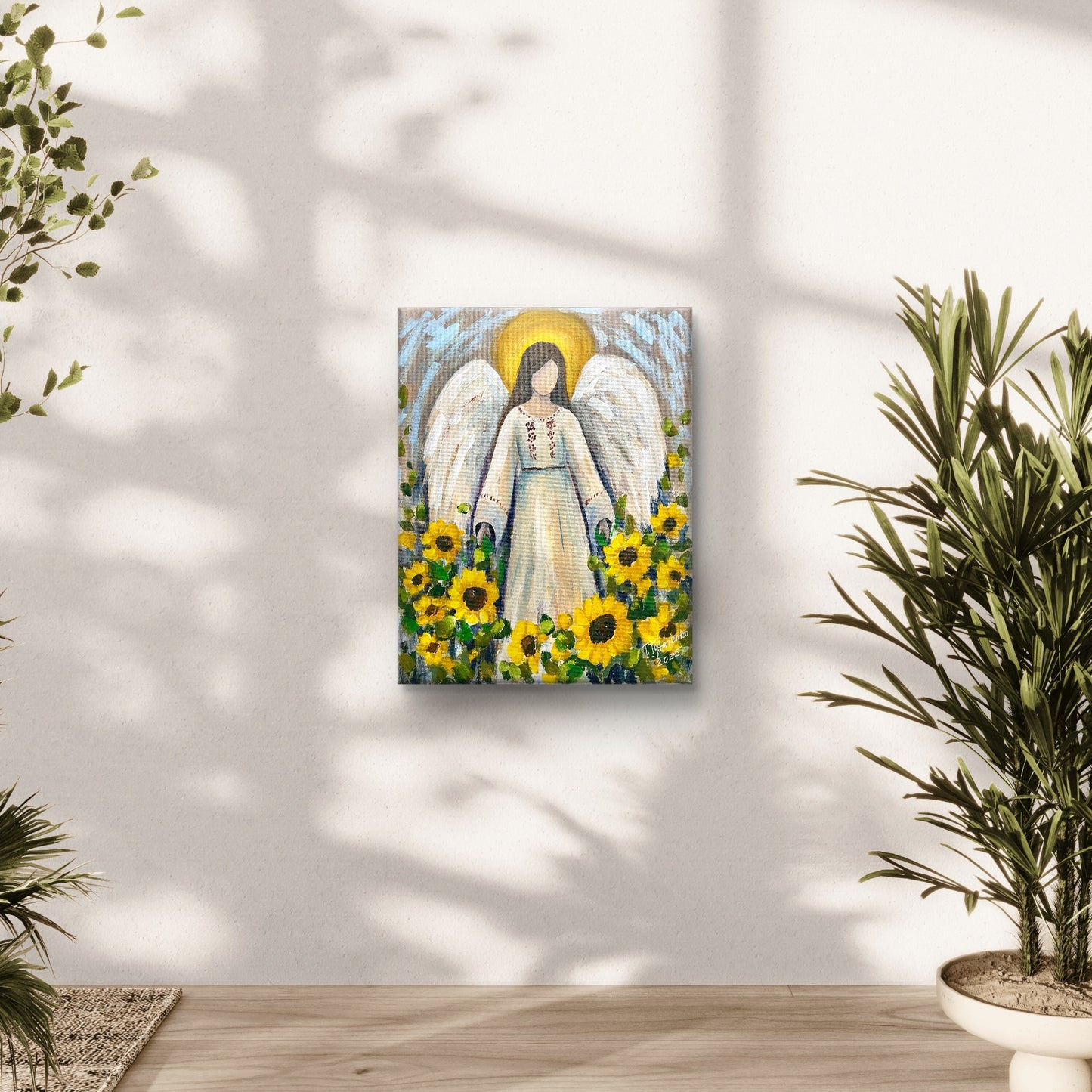 Ukrainian Angel Painting Sunflower Angel Wall Art