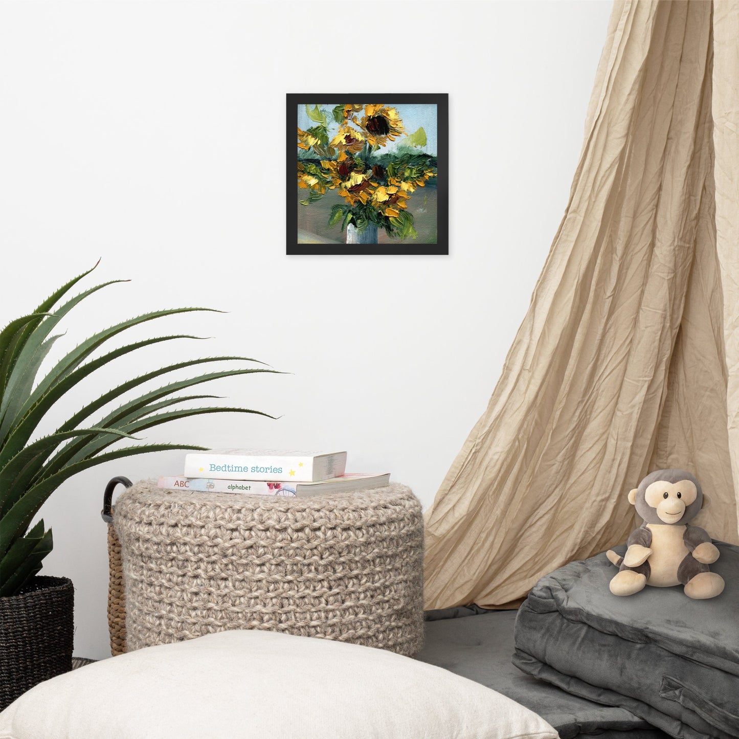 Sunflower painting Framed Wall Art  Large flowers poster  Sunflower bouquet