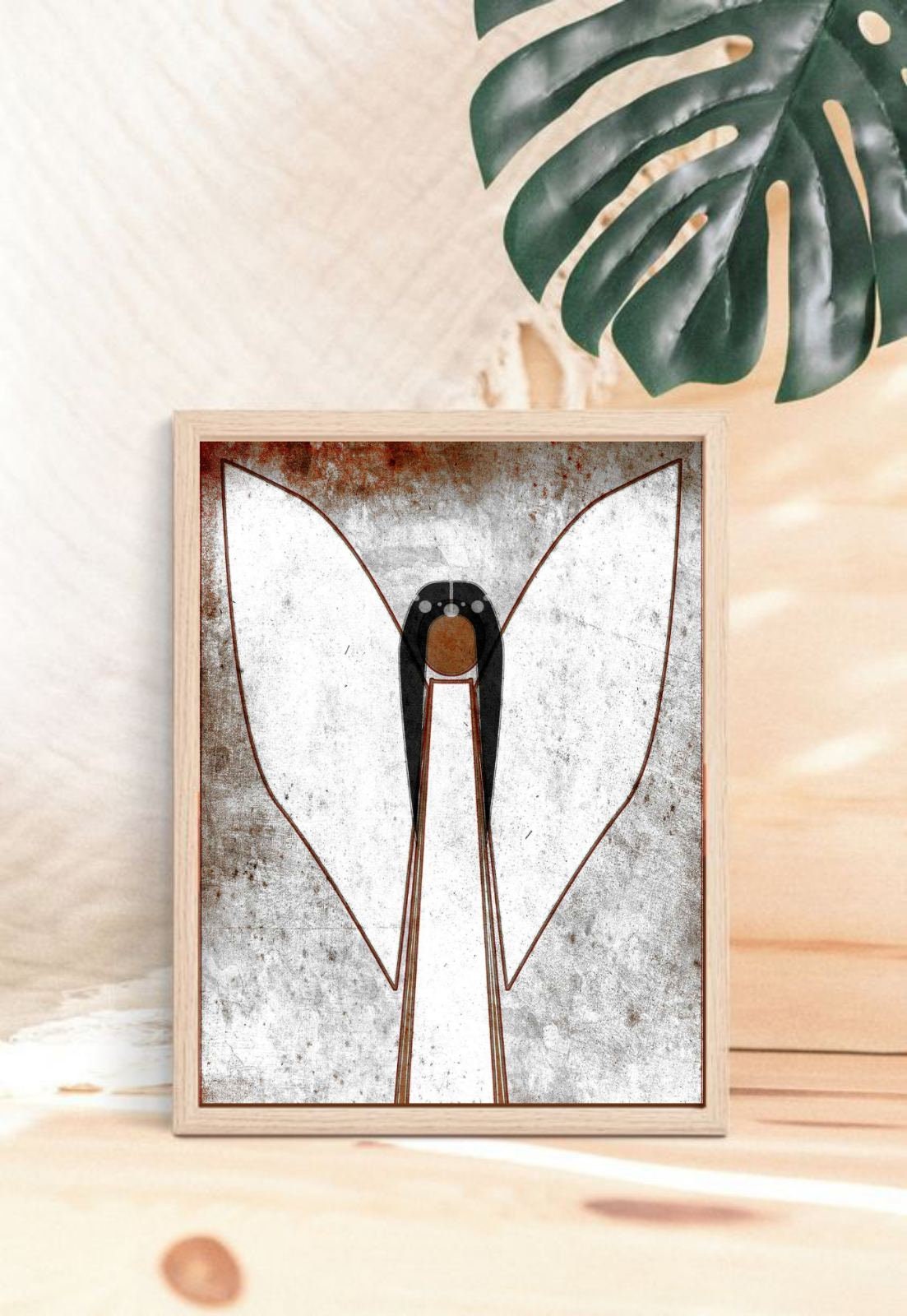 Angel painting Mid century modern art Mid century decor  Angel Wall Art Angel Christian art