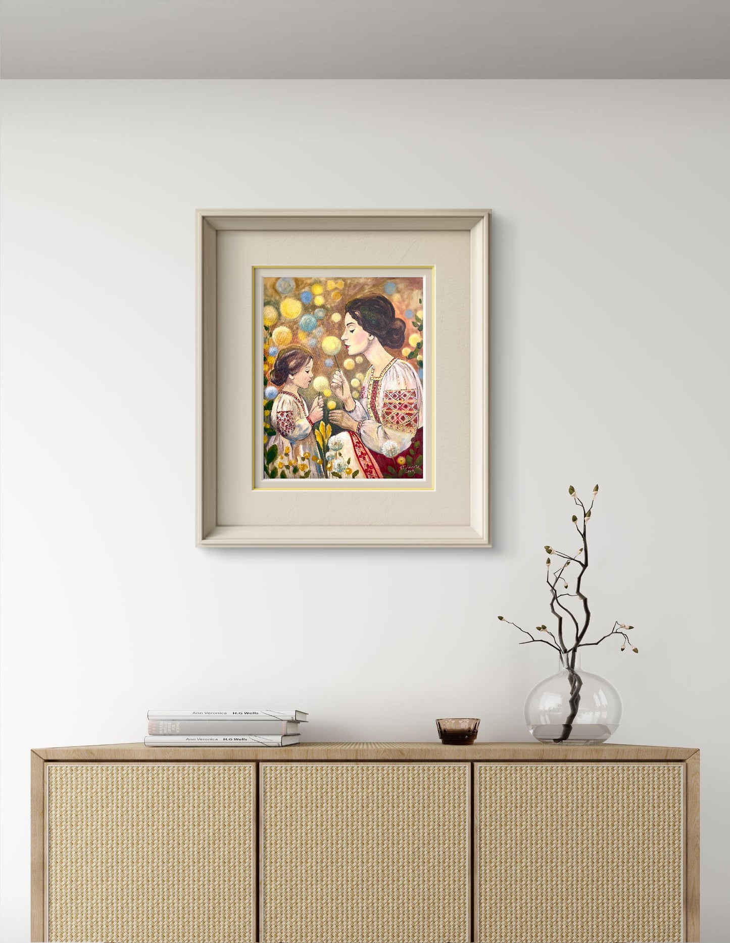 Mother and Daughter Poster  Ukrainian Folk Art Print Gift for Mother  Motherhood Gift