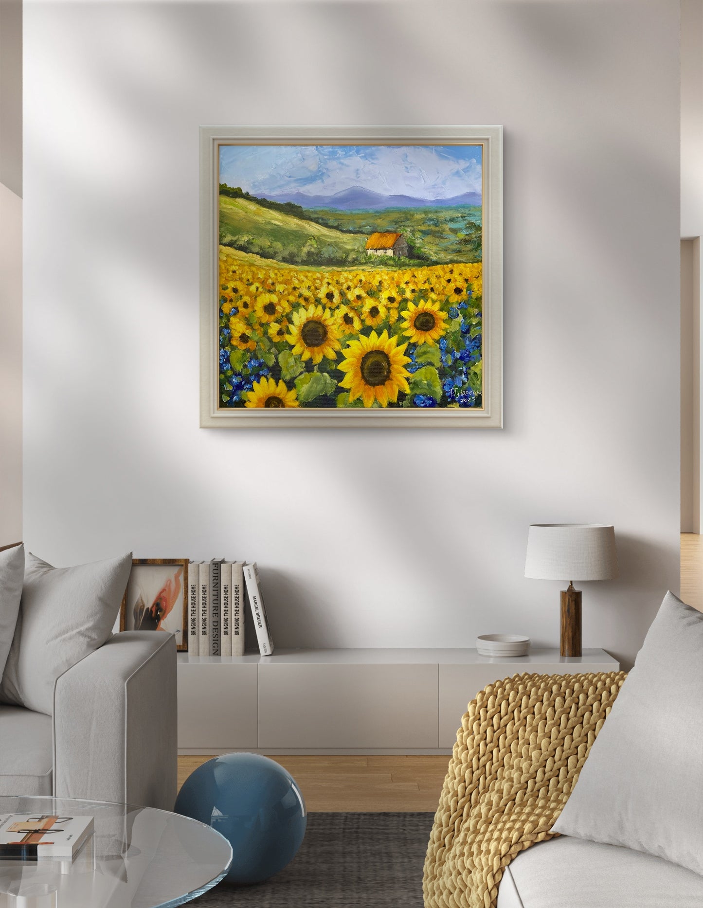 Ukrainian Landscape Sunflower Original Painting