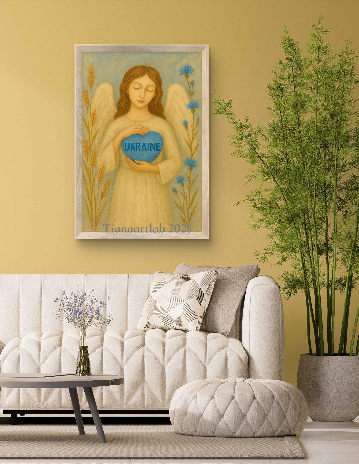 Ukrainian Wall Art Angel Painting Ukraine Poster Tianaartlab Poster Guardian Angel Gift for her
