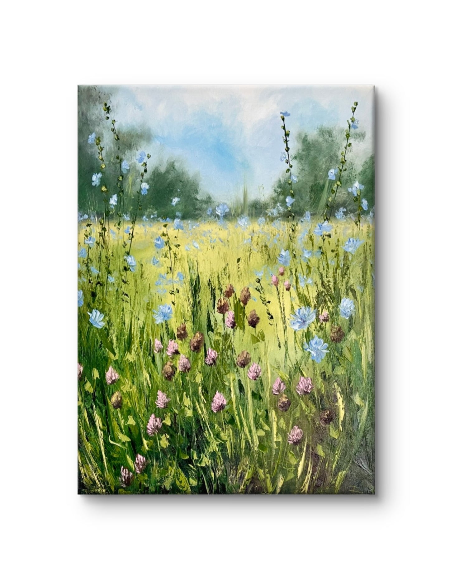 Wildflower painting Original oil painting Meadow landscape