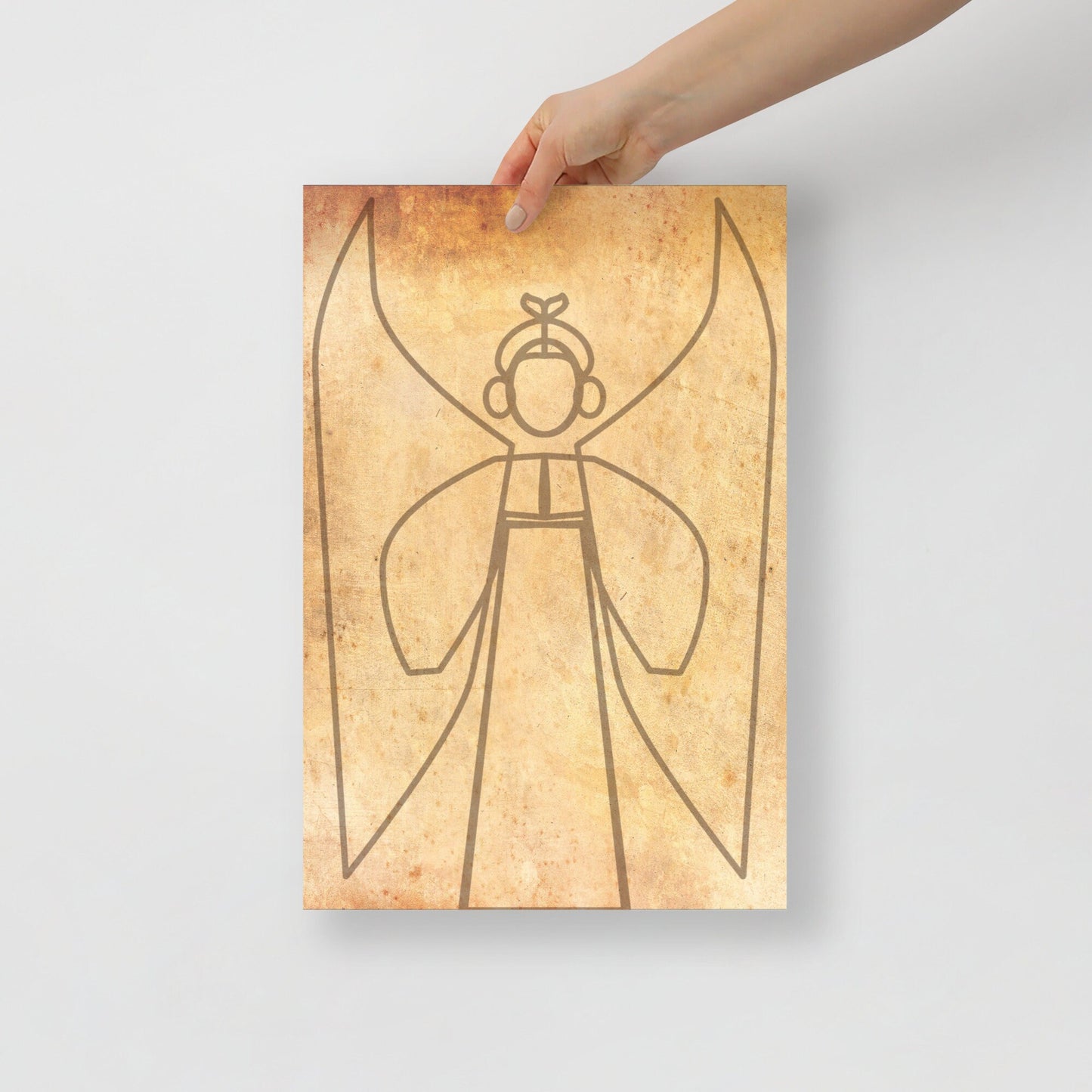 Angel painting Ukrainian Mid century modern art Line art Ukrainian gift