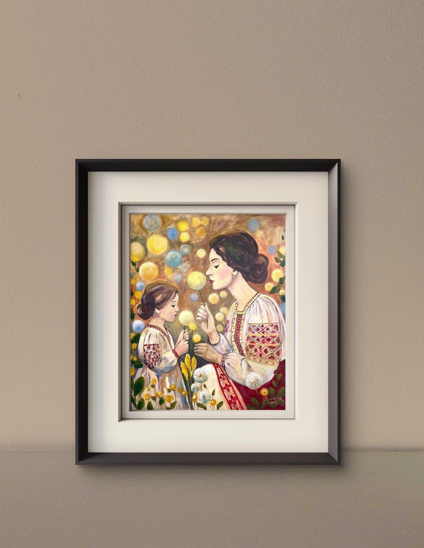 Mother and Daughter Poster  Ukrainian Folk Art Print Gift for Mother  Motherhood Gift