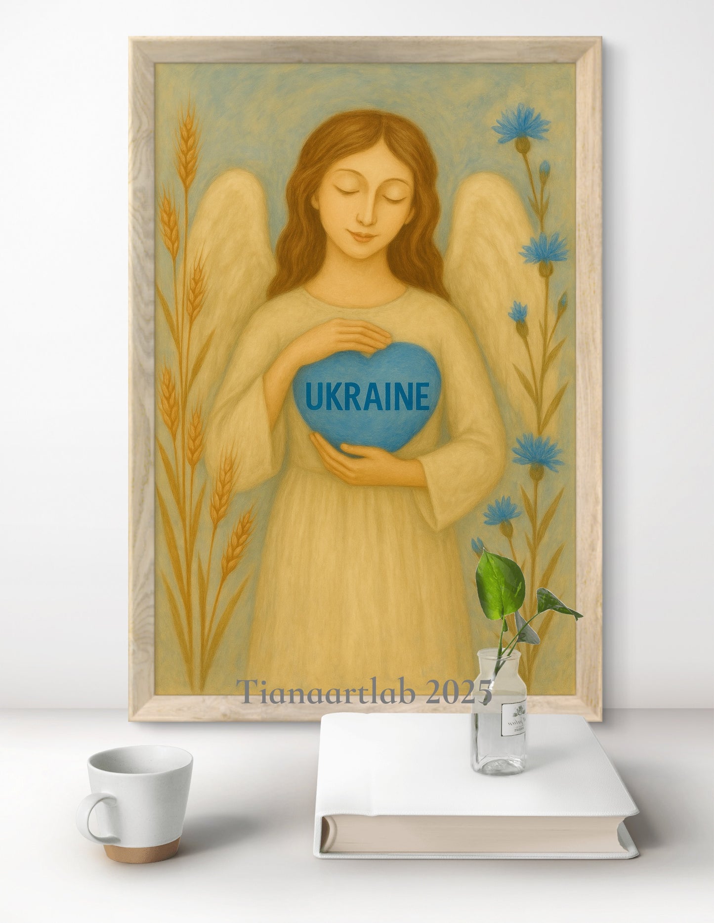 Ukrainian Wall Art Angel Painting Ukraine Poster Tianaartlab Poster Guardian Angel Gift for her