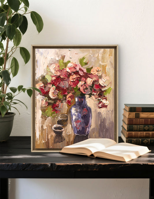 Vintage Photo paper poster Flowers Wall Art