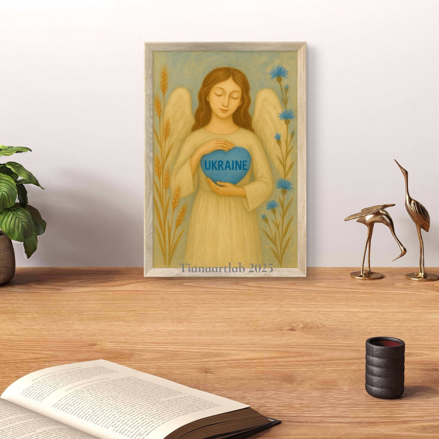 Ukrainian Wall Art Angel Painting Ukraine Poster Tianaartlab Poster Guardian Angel Gift for her