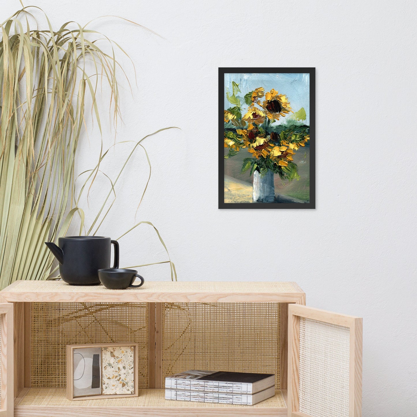 Sunflower painting Framed Wall Art  Large flowers poster  Sunflower bouquet