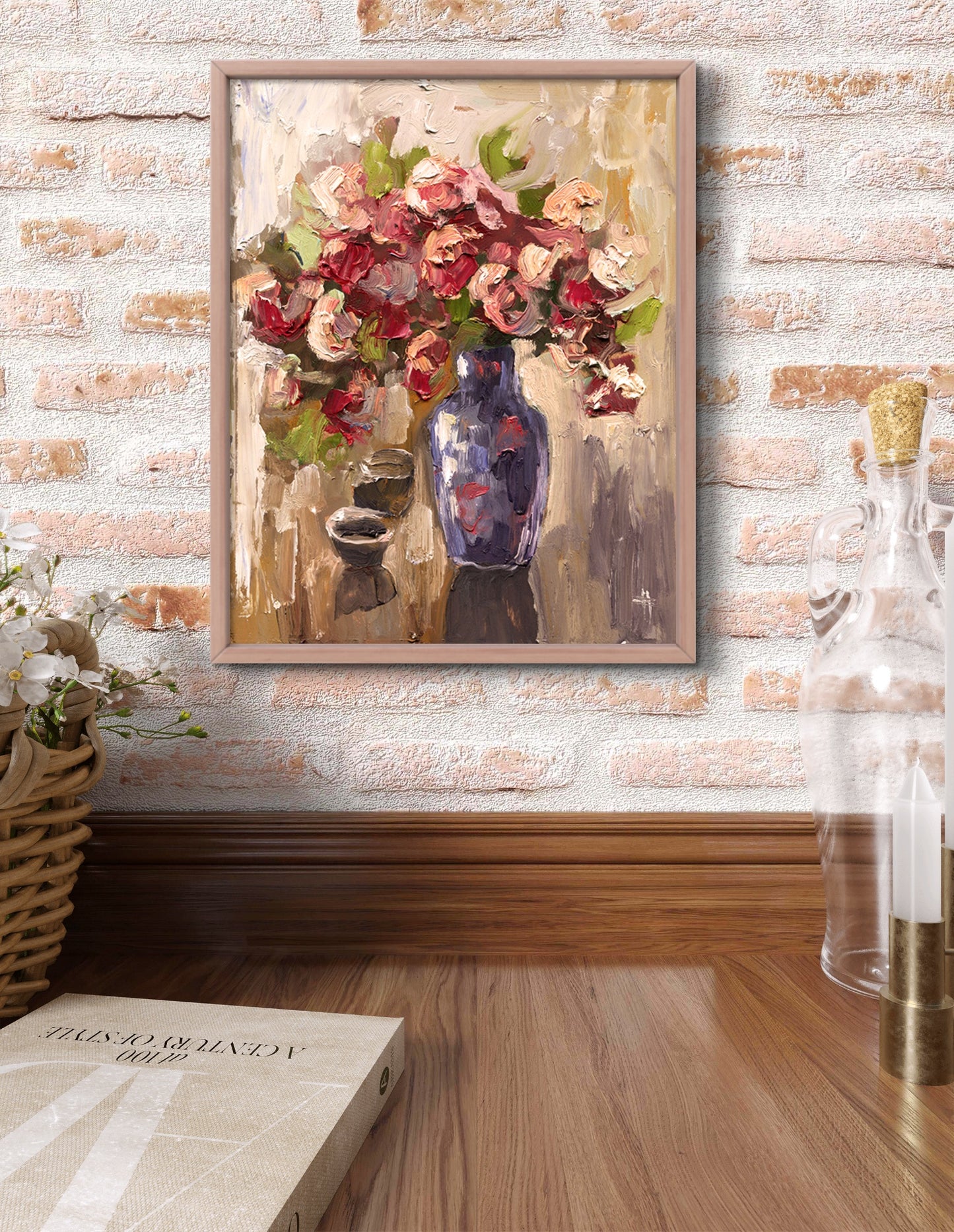 Vintage Style Framed poster Flowers in a Vase