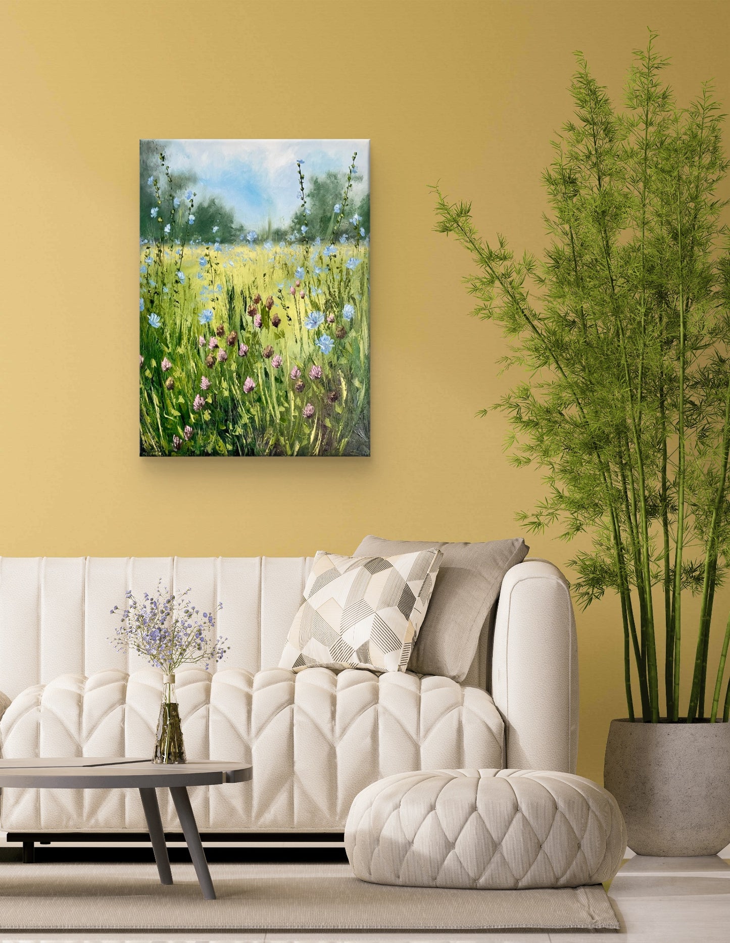 Wildflower painting Original oil painting Meadow landscape