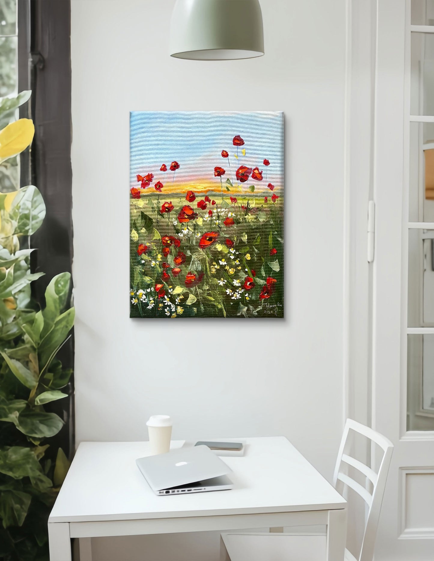 Poppies Landscape Original Floral Wall Art 18x24 in