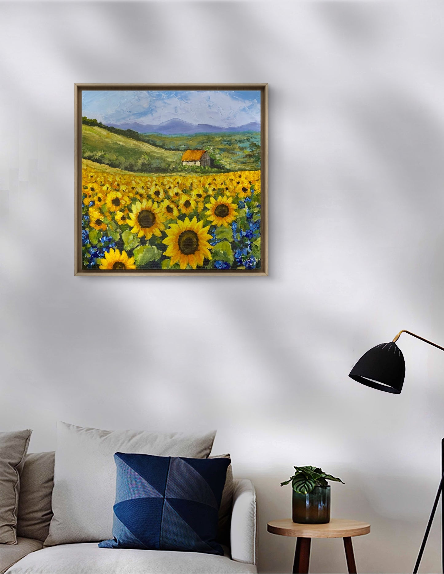 Ukrainian Landscape Sunflower Original Painting