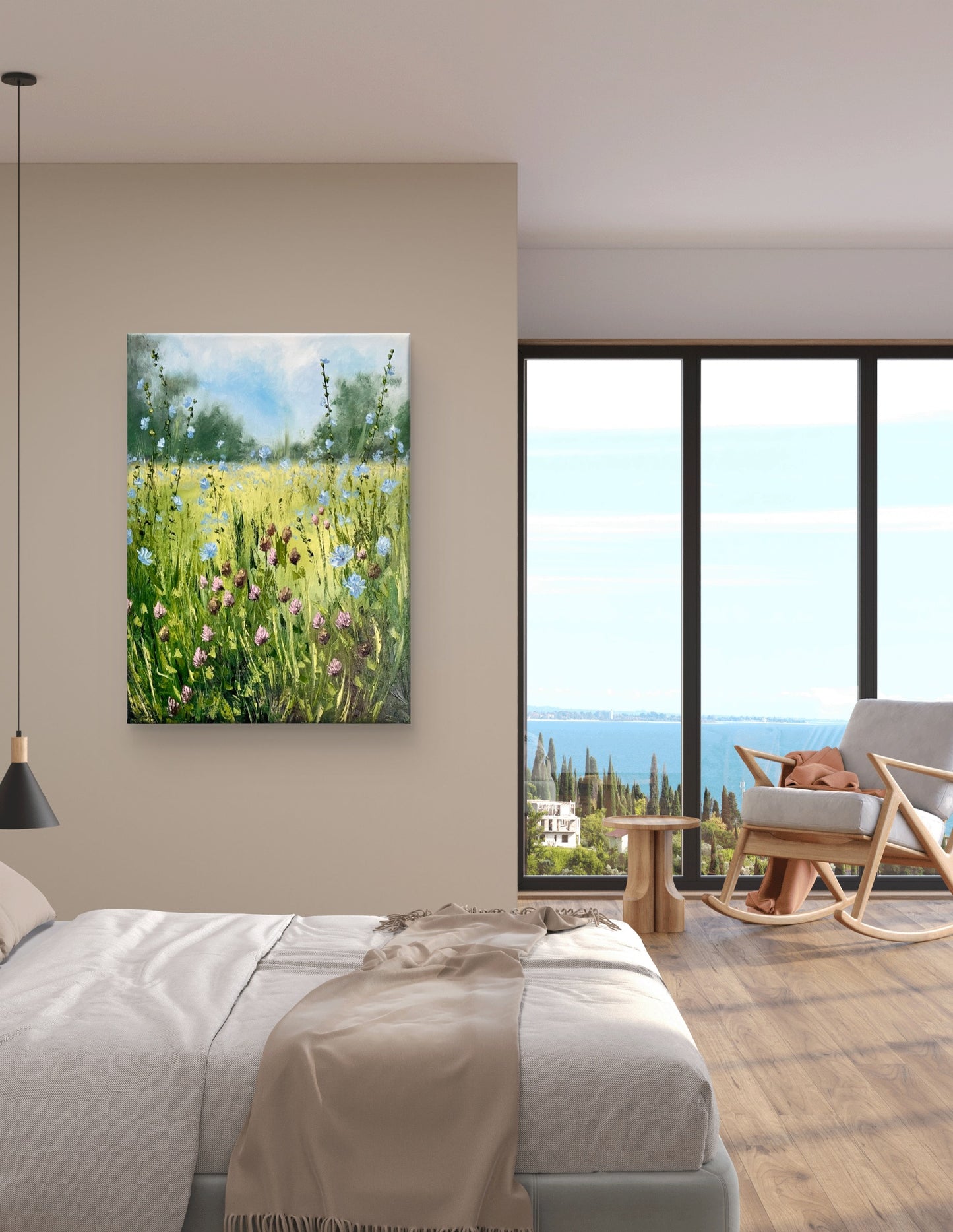 Wildflower painting Original oil painting Meadow landscape