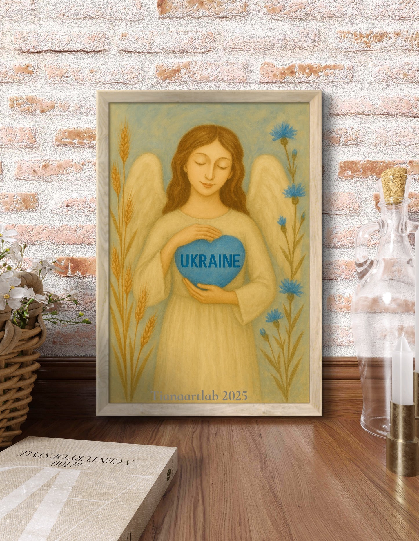 Ukrainian Wall Art Angel Painting Ukraine Poster Tianaartlab Poster Guardian Angel Gift for her