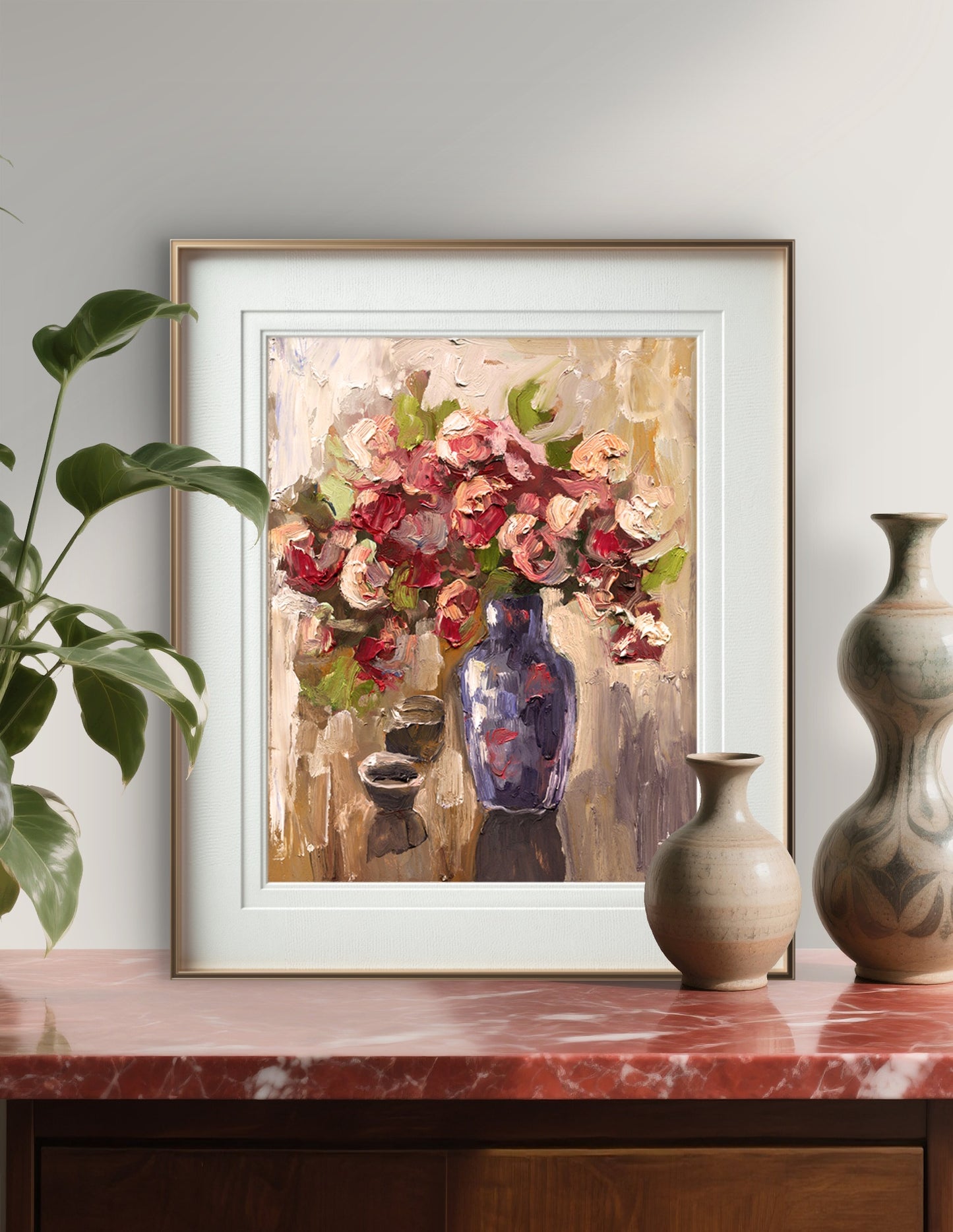 Vintage Photo paper poster Flowers Wall Art