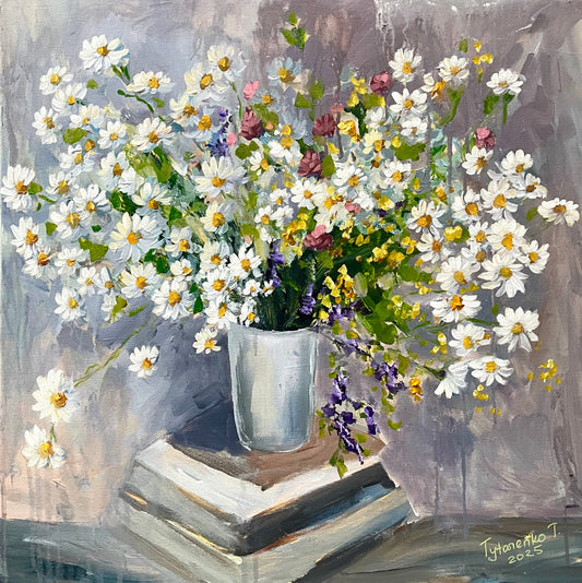 “Fresh From the Heart” – Original Floral Painting | 24x24 inch | Impasto Still Life on Canvas
