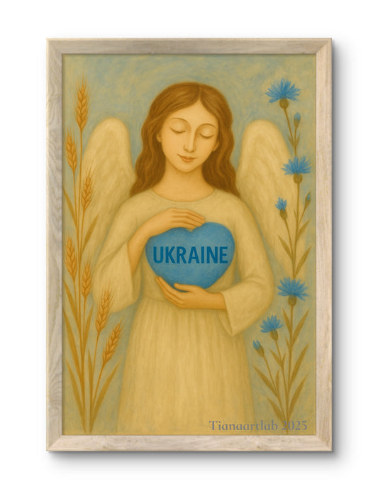 Ukrainian Wall Art Angel Painting Ukraine Poster Tianaartlab Poster Guardian Angel Gift for her