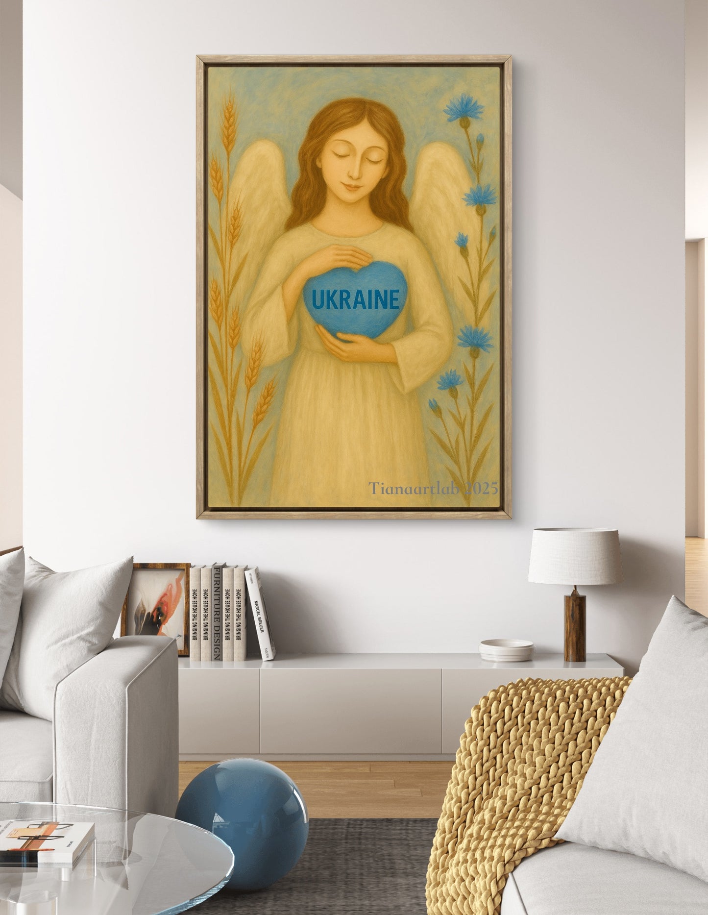 Ukrainian Wall Art Angel Painting Ukraine Poster Tianaartlab Poster Guardian Angel Gift for her