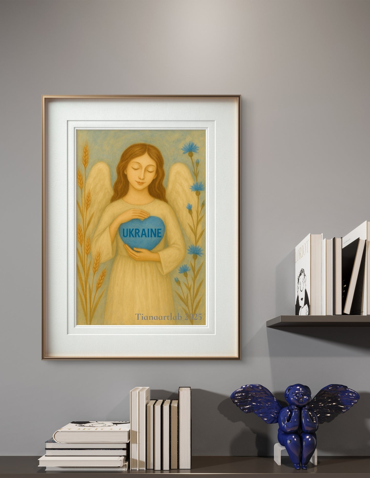 Ukrainian Wall Art Angel Painting Ukraine Poster Tianaartlab Poster Guardian Angel Gift for her
