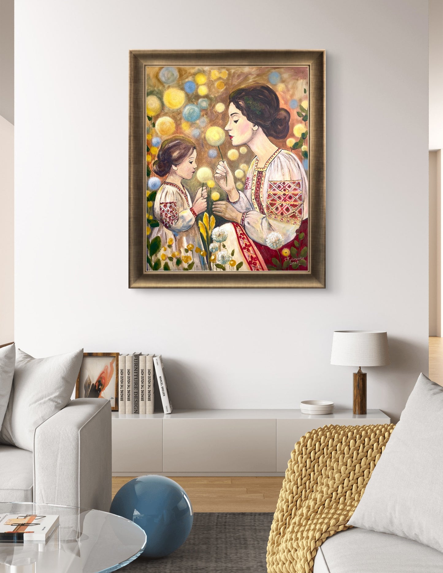Mother and Daughter Poster  Ukrainian Folk Art Print Gift for Mother  Motherhood Gift