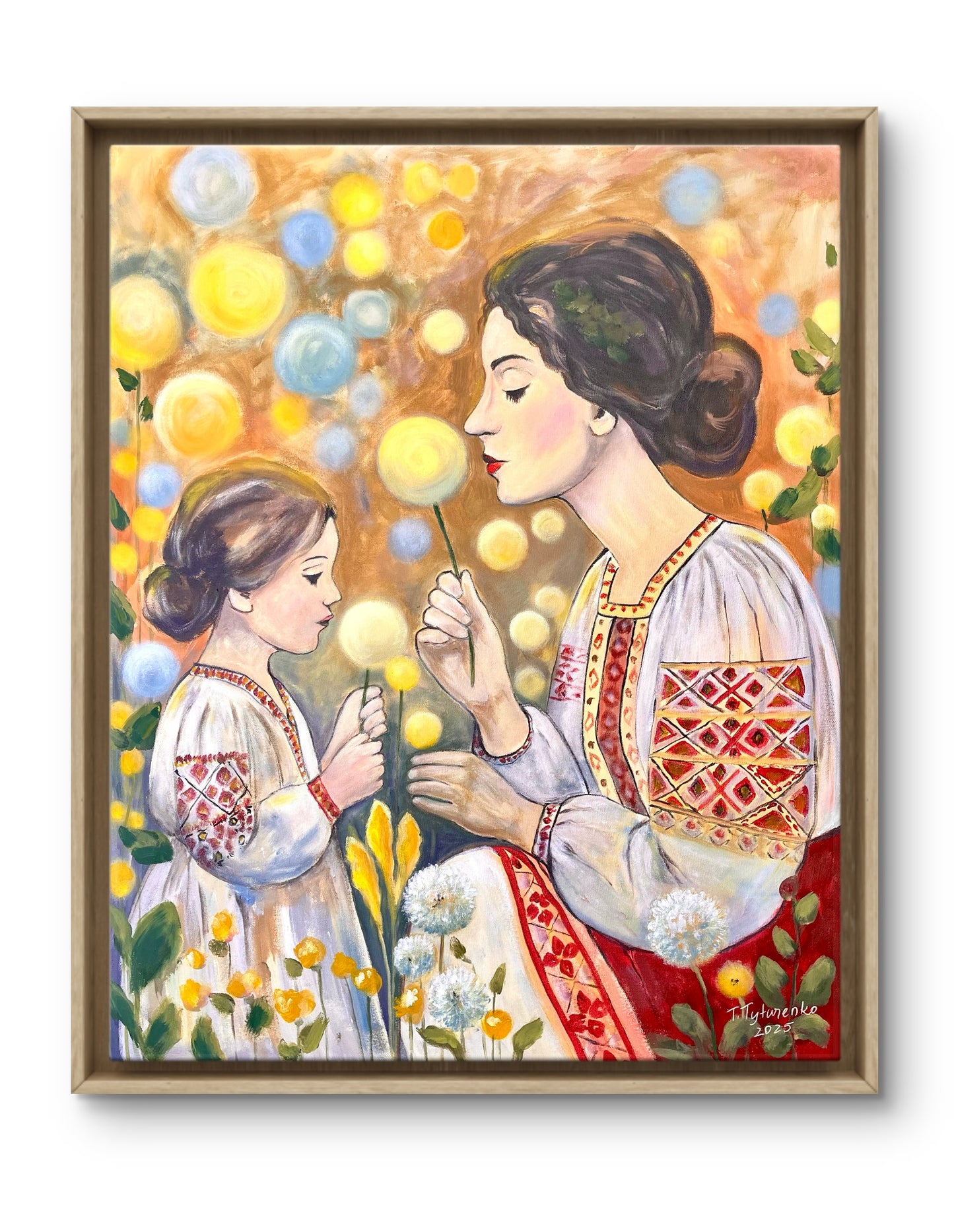 Mother and Daughter Painting Original Gift for Mother Floral Wall Art