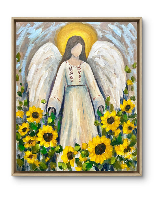 Ukrainian Angel Painting Sunflower Angel Wall Art